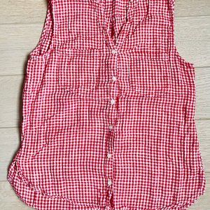 H&M Red and White Gingham Sleeveless Shirt